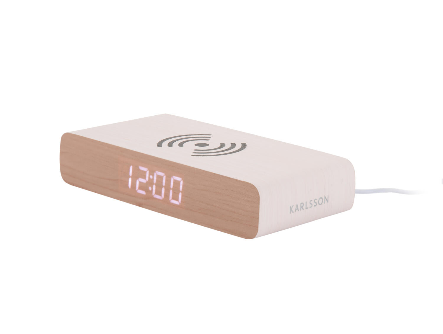 Retro Flat LED vækkeur - hvid